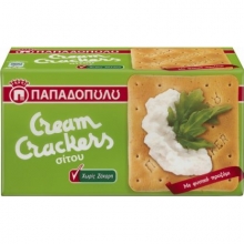 Cream Crackers Παπαδοπούλου χωρίς Ζάχαρη (165gr)