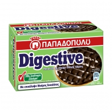 Παπαδοπούλου Μπισκότα Digestive Ολικής Άλεσης με Επικάλυψη Μαύρης Σοκολάτας 30% Λιγότερη Ζάχαρη 200gr