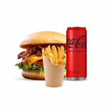 1 Extreme Burger + Πατάτες + Αναψυκτικό Επιλογής 330ml