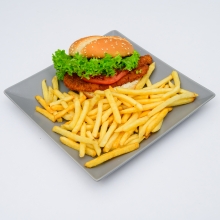 Burger με Χειροποίητο Φιλέτο Κοτόπουλο Παναρισμένο