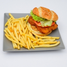 Chicken Burger με Μπούτι Κοτόπουλο Παναρισμένο Χειροποίητο