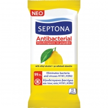 Septona Antibacterial Υγρομάντηλα με Λεμόνι (15 τεμ)