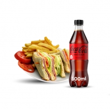1 Club Sandwich Γαλοπούλα + 1 Coca-Cola 500ml