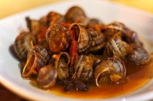 Σαλιγκάρια Γιαχνί με Μελιτζάνες