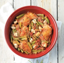 Μπάμιες με Κοτόπουλο Κοκκινιστές Ραγγού