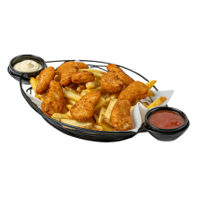 2 Μερίδες Κοτομπουκιές από 100% Φιλέτο Κοτόπουλο + 2 Τορτίγιες με Πραλίνα Φουντουκιού και Μπισκότο + 2 Coca-Cola 330ml επιλογής