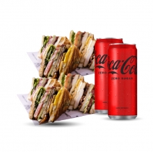 2 Club Sandwich επιλογής + 1 Σαλάτα επιλογής + 2 Αναψυκτικά 330ml επιλογής