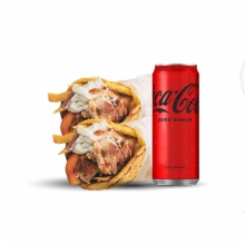 2 Πίτες με Γύρο Χοιρινό + 1 Αναψυκτικό 330ml επιλογής