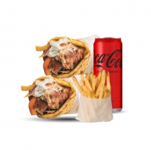 2 Πίτες Επιλογής + Πατάτες + Αναψυκτικό 330ml