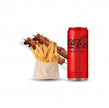 2 Σουβλάκια Χοιρινά ή Κοτόπουλο + Πατάτες + Αναψυκτικό 330ml