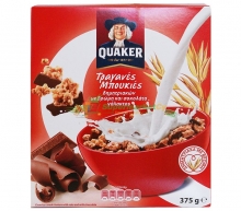 Quaker με βρώμη και σοκολάτα γάλακτος 375gr