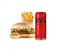 1 Big Burger με Μπιφτέκι + Πατάτες + 1 Αναψυκτικό 330ml