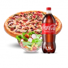 1 Πίτσα BBQ Μεγάλη + 1 Σαλάτα BBQ + 1 Αναψυκτικό 1.5lt