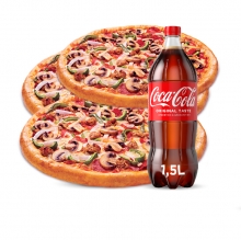 3 Πίτσες επιλογής (ΜΕΓΑΛΕΣ) + Αναψυκτικό 1.5lt