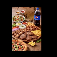 Ποικιλία 5-6 Ατόμων + 1 Πίτσα Μεγάλη Επιλογής + Σαλάτα Μεγάλη Επιλογής + Μεγάλη Μερίδα Πατάτες + 1 Pepsi 1.5lt