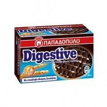 Digestive Παπαδοπούλου με Επικάλυψη Μαύρης Σοκολάτας 200gr