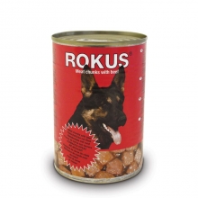 Rokus Σκυλοτροφή Meat Chunks With Beef 410gr