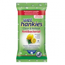 Αντιβακτηριδιακά Μαντηλάκια Wet Hankies με Αρωμα Λεμόνι (15 τεμ)