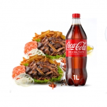 2 Μερίδες Γύρος Χοιρινός + 2 Πίτες Κομμένες + 1 Coca-Cola 1lt