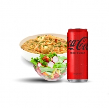 Κριθαρότο με Γαρίδες + Σαλάτα Επιλογής + Αναψυκτικό 330ml