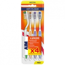 Aim Οδοντόβουρτσα Antiplaque Μέτρια 4τμχ