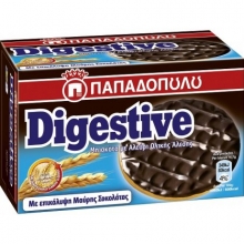 Παπαδοπούλου Digestive με Επικάλυψη Μαύρης Σοκολάτας 200gr