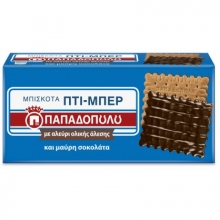 Παπαδοπούλου Πτι Μπερ Ολικής με Μαύρη Σοκολάτα 200gr