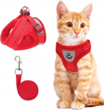 Cat Vest Harness with Leash Red S