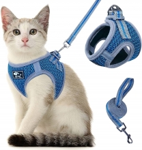 Cat Vest Harness with Leash Blue S