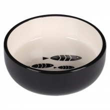 Feeding and Drinking Bowl Cat Sardi Ceramic Black- White