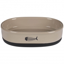 Feeding and Drinking Bowl Cat Auri Ceramic Taupe Oval