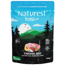 Naturest Pouch Feast Puppy Chicken, Beef and Egg for Puppies 150gr