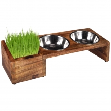 Twin Feeder Lela with Cat Grass Bowl Stainless Steel