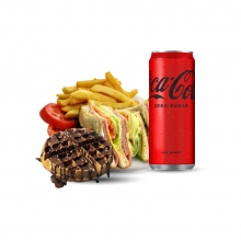 1 Club Sandwich επιλογής + 1 Βάφλα με Nutella + 1 Αναψυκτικό 330ml επιλογής