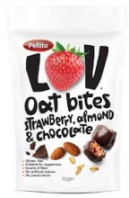 Pellito Lov Oat Bites Strawberry Almond Chocolate 70gr
