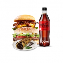 1 Jack Daniels Burger + 1 Crispy Chicken Burger + 1 Banoffee + 1 Αναψυκτικό 500ml επιλογής