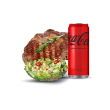 1 Μερίδα Pork Steak Bbq + 1 Ατομική Σαλάτα Coleslaw + 1 Αναψυκτικό 330ml επιλογής