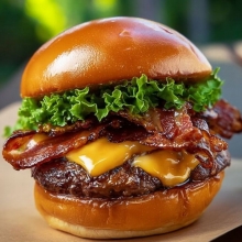 Double Cheese and Bacon Burger
