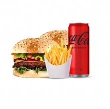 2 Βurgers επιλογής + 1 Μερίδα Πατάτες + 1 Coca-Cola 330ml