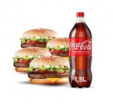 4 Burgers επιλογής + 1 Αναψυκτικό 1.5lt επιλογής ΔΩΡΟ