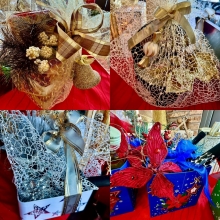 Χριστουγεννιάτικη Συσκευασία με Μικρό Κρασί και Στολίδια