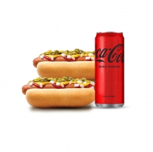 2 Hot Dog + 1 Αναψυκτικό 330ml επιλογής