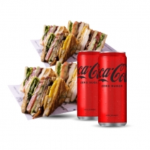 2 Club Sandwich επιλογής + 2 Αναψυκτικά 330ml επιλογής ΔΩΡΟ