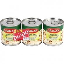 Baron Μανιτάρια Τεμαχισμένα 185gr (2+1 ΔΩΡΟ)