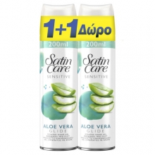 Gillete Gel Ξυρίσματος Satin Care Sensitive Aloe Vera Glide 200ml (1+1 ΔΩΡΟ)