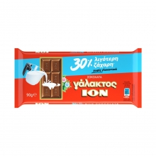ION Σοκολάτα Γάλακτος 30% Λιγότερη Ζάχαρη 90gr
