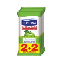 Septona Υγρομάντηλα Refresh Πράσινο Μήλο 15τμχ (2+2 ΔΩΡΟ)