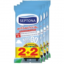Septona Υγρομάντηλα Refresh Kids on the Go 15τμχ (2+2 ΔΩΡΟ)