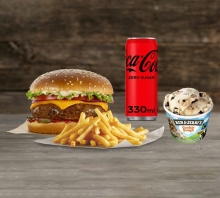 1 Extreme Burger + 1 Μερίδα πατάτες τηγανητές + 1 Παγωτό BnJ 100ml + 1 Αναψυκτικό 330ml