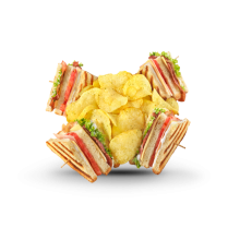 Club Sandwich με Πατατάκια Ρίγανη